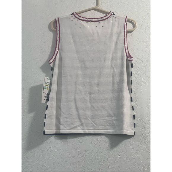 NWT Jack b quick   Sweater  Large Star Americana Beads Sequin 4th Of July - Picture 3 of 3